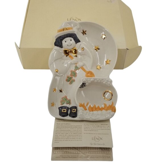 Halloween Witch Lenox Divided Serving Tray Candy Dish Plate RETIRED Original Box - Picture 3 of 12